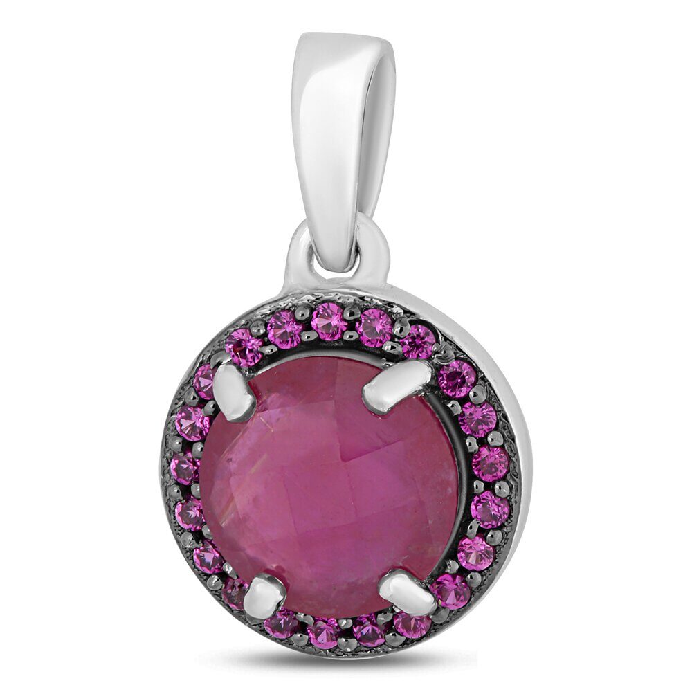 Подвеска, 1 рубин корунд круг 8 мм/2.21 ct , нанорубин, Вико