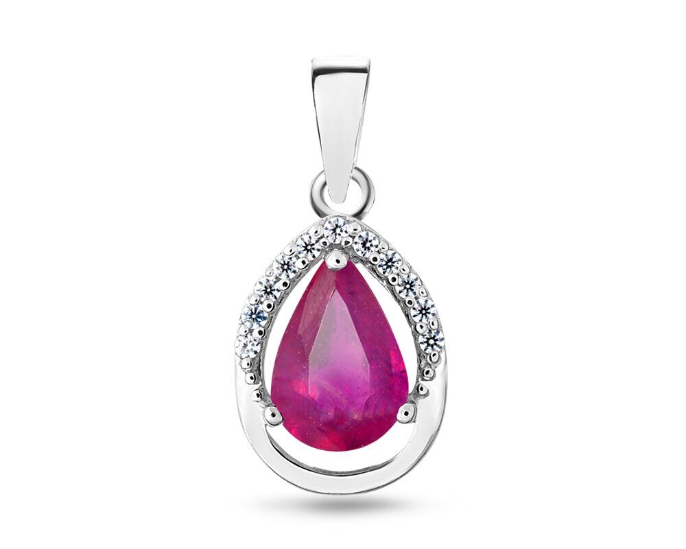 Подвеска, 1 рубин корунд груша 6х8 мм 1.43ct, Юния