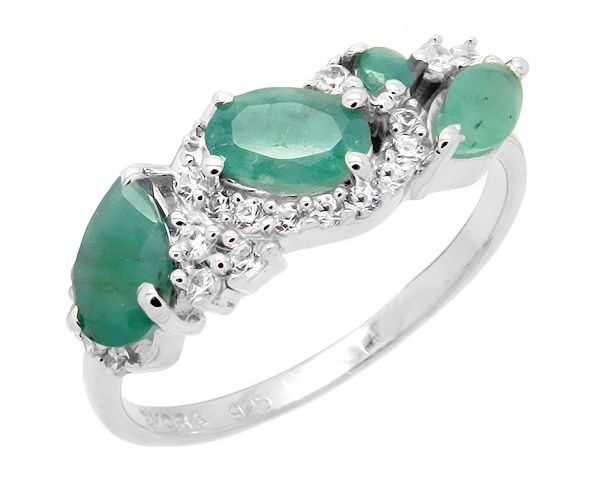 Кольцо из серебра изумруд, Фламенко