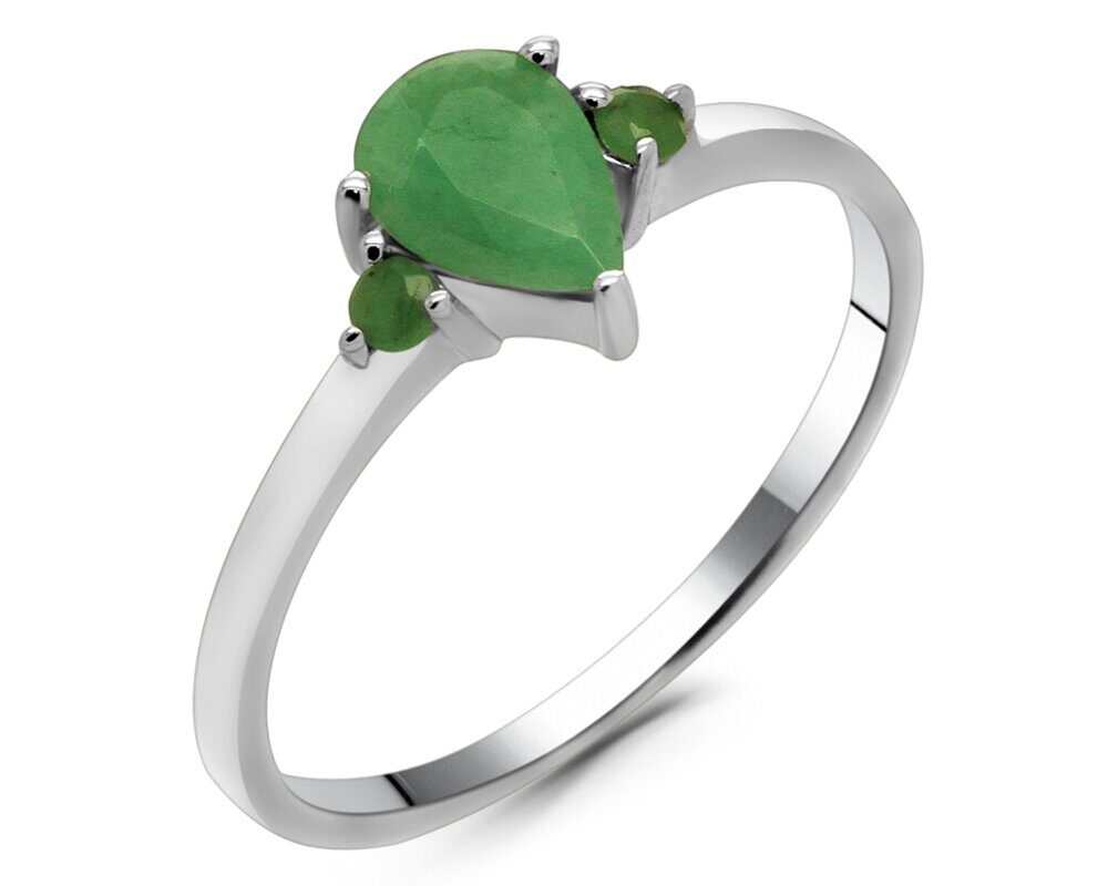Кольцо из серебра изумруд берилл, Трель