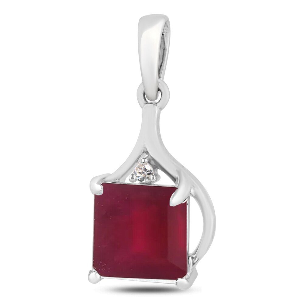 Подвеска, 1 рубин корунд квадрат 8 мм 3.81ct, Вок