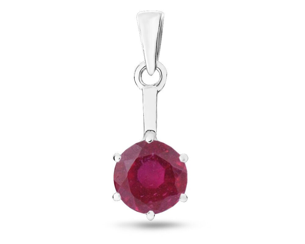 Подвеска, 1 рубин корунд круг 8 мм 2.94ct, Момент