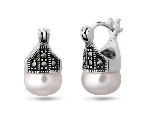 Серьги, жемчуг , марказит, SL-AGA558