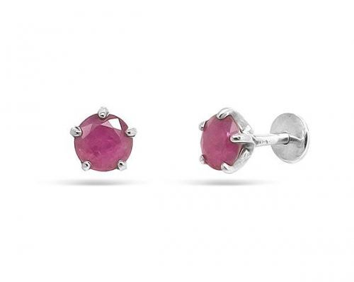 Серьги из серебра рубин корунд, Ю-25003р