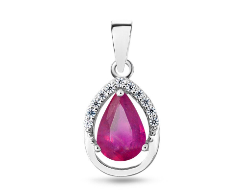 Подвеска, 1 рубин корунд груша 6х8 мм 1.43ct, Юния