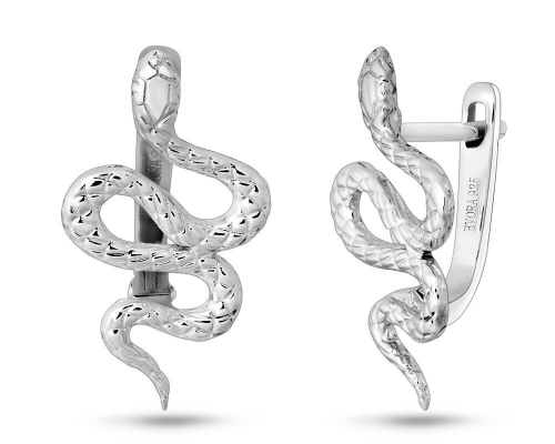 Серьги, без вставки, Змейка
