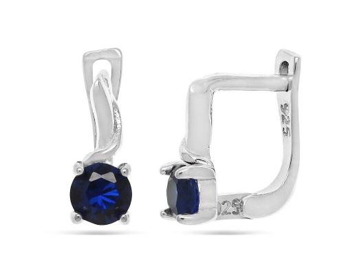 Серьги из серебра синт.сапфир, Тсд55