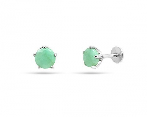 Серьги из серебра изумруд берилл, Ю-25003р