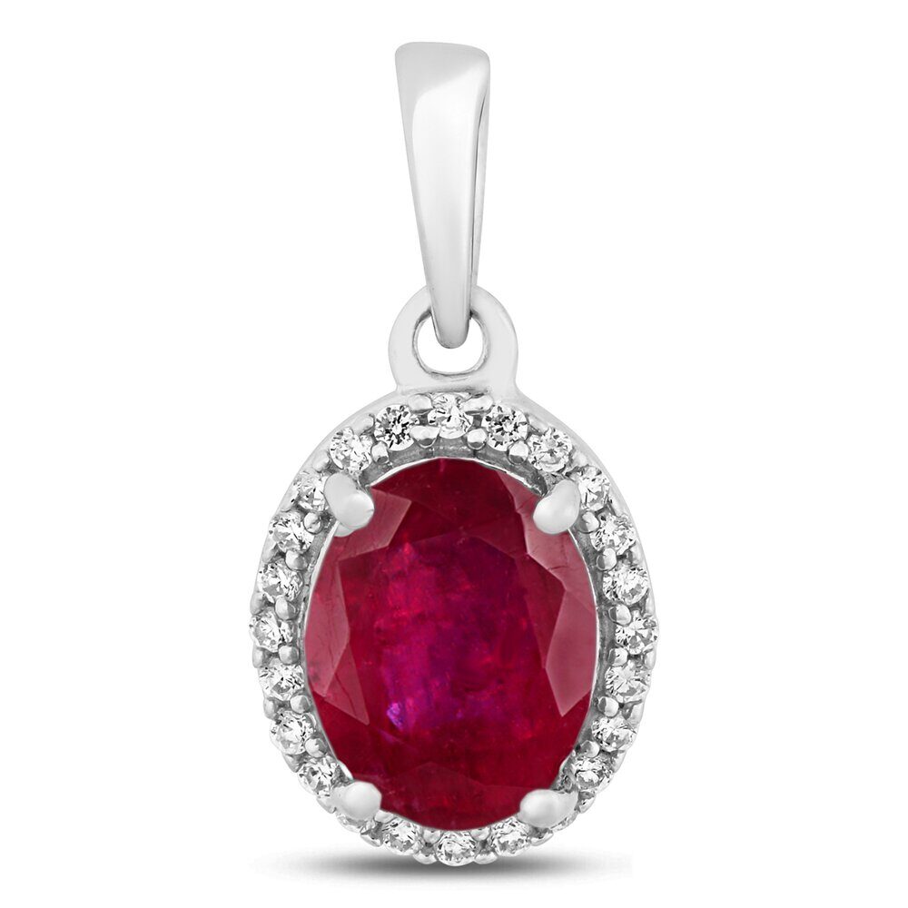 Подвеска, 1 рубин корунд овал 7х9 мм 2.59ct, Джайв