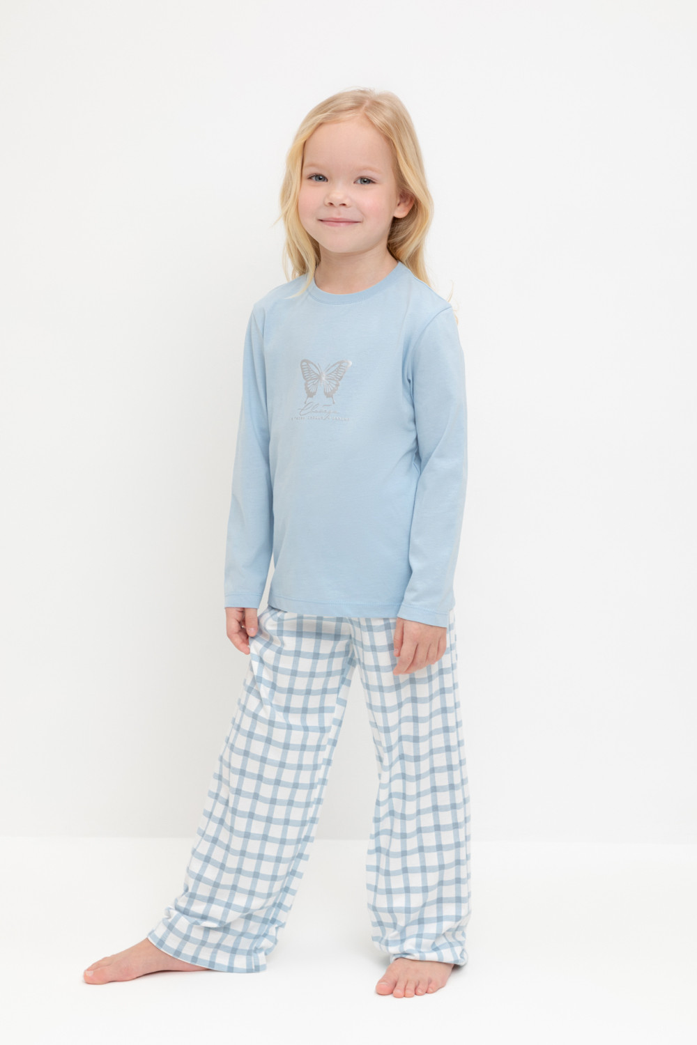 Crockid Пижама К 1623 голубое стекло, клетка Crockid