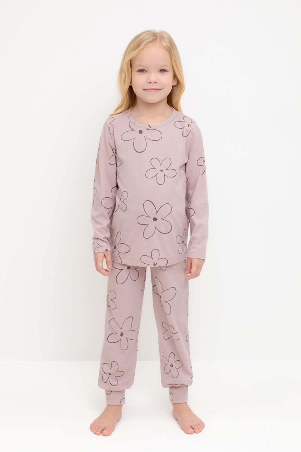 Crockid Пижама К 1561 розово-сиреневый, контурные цветы Crockid