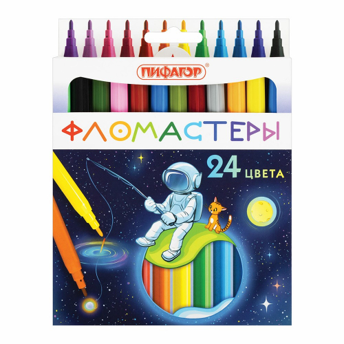 Фломастеры 24 цв. Космическая одиссея Пифагор 152446 в Нижнем Новгороде