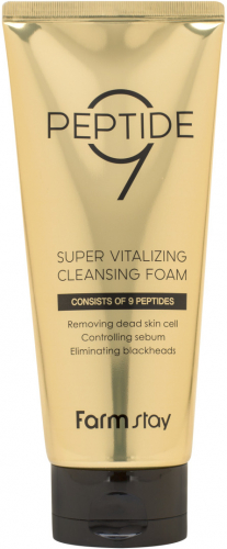 ФМС Peptide9 Пенка омолаживающая с комплексом из 9 пептидов 180мл, FarmStay Peptide 9 Super Vitalizing Cleansing Foam