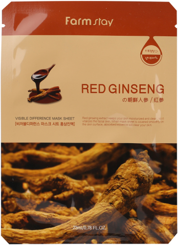 ФМС VD Маска тканевая FarmStay VISIBLE DIFFERENCE MASK SHEET RED GINSENG