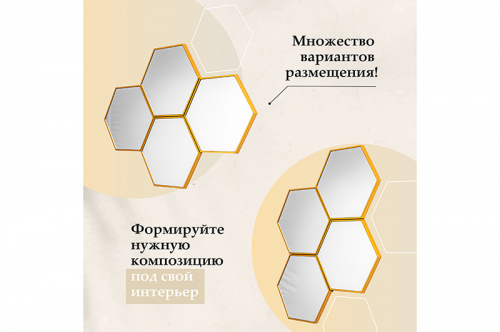 Набор из 4-х интерьерных зеркал 23*23*1,2 см 