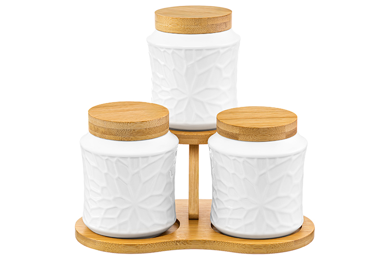 БЫЛО 1581руб! Набор 3 банок д/хранения 400 мл 22*19*19.7 см