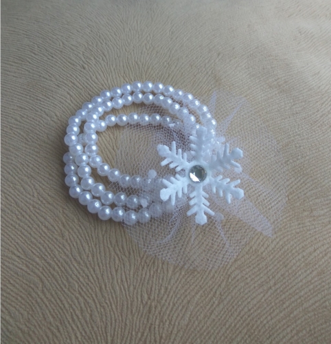 Ожерелье-браслет тонкий белый со Снежинкой 40см