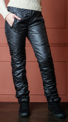 Утепленные зауженные женские брюки утеплитель синтепон арт. 006 цвет черный