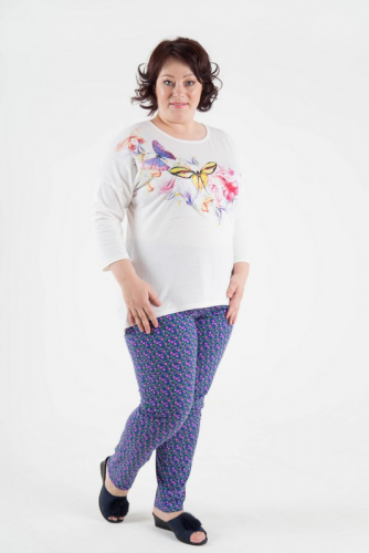 Пижама женская 1-65а (молоко+Фиолет)
