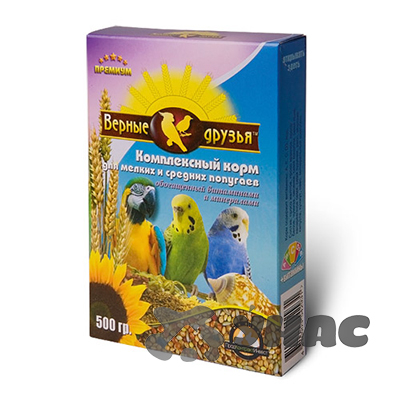 Верные друзья Корм для мелких и средних попугаев 500г x18