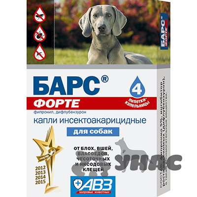 Барс Форте Капли от блох и клещей для собак 4 дозы АВ711 x10/100