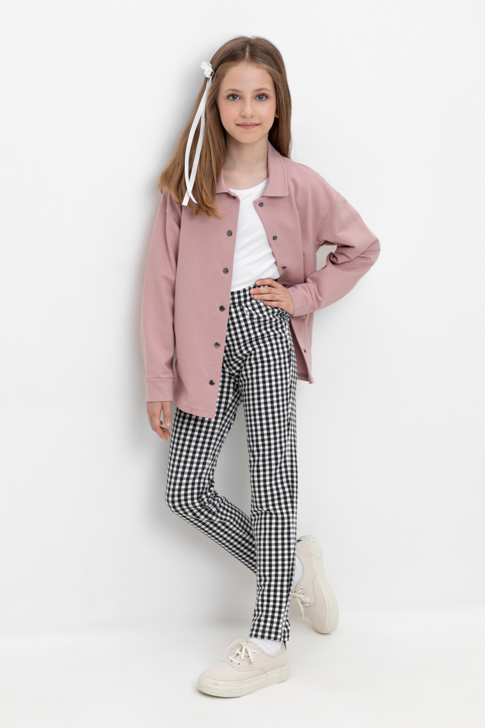Crockid Брюки КР 400622 серая клетка на белом к519 Crockid