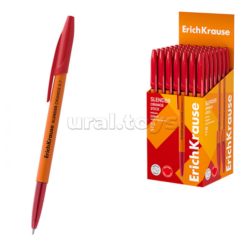 Ручка шариковая Slender Stick Orange 0.7, Super Glide Technology, цвет чернил красный (в коробке по 50 шт.)