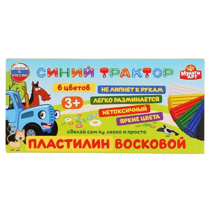 Пластилин 6 цветов восковой Синий Трактор MODCLAY-VOSK-6-90G-BT в Нижнем Новгороде