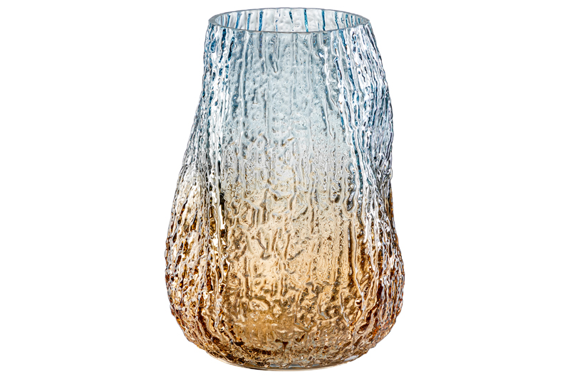 Ваза 15*15*20 см бежево-голубая, стекло