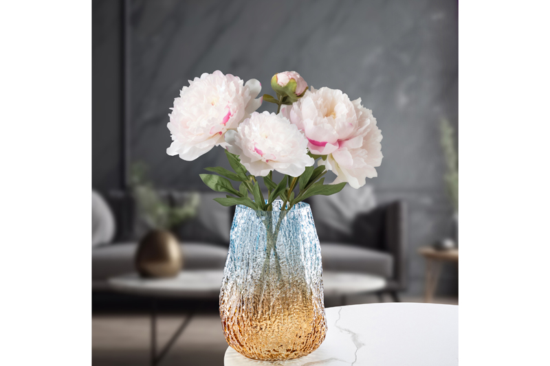 Ваза 15*15*20 см бежево-голубая, стекло