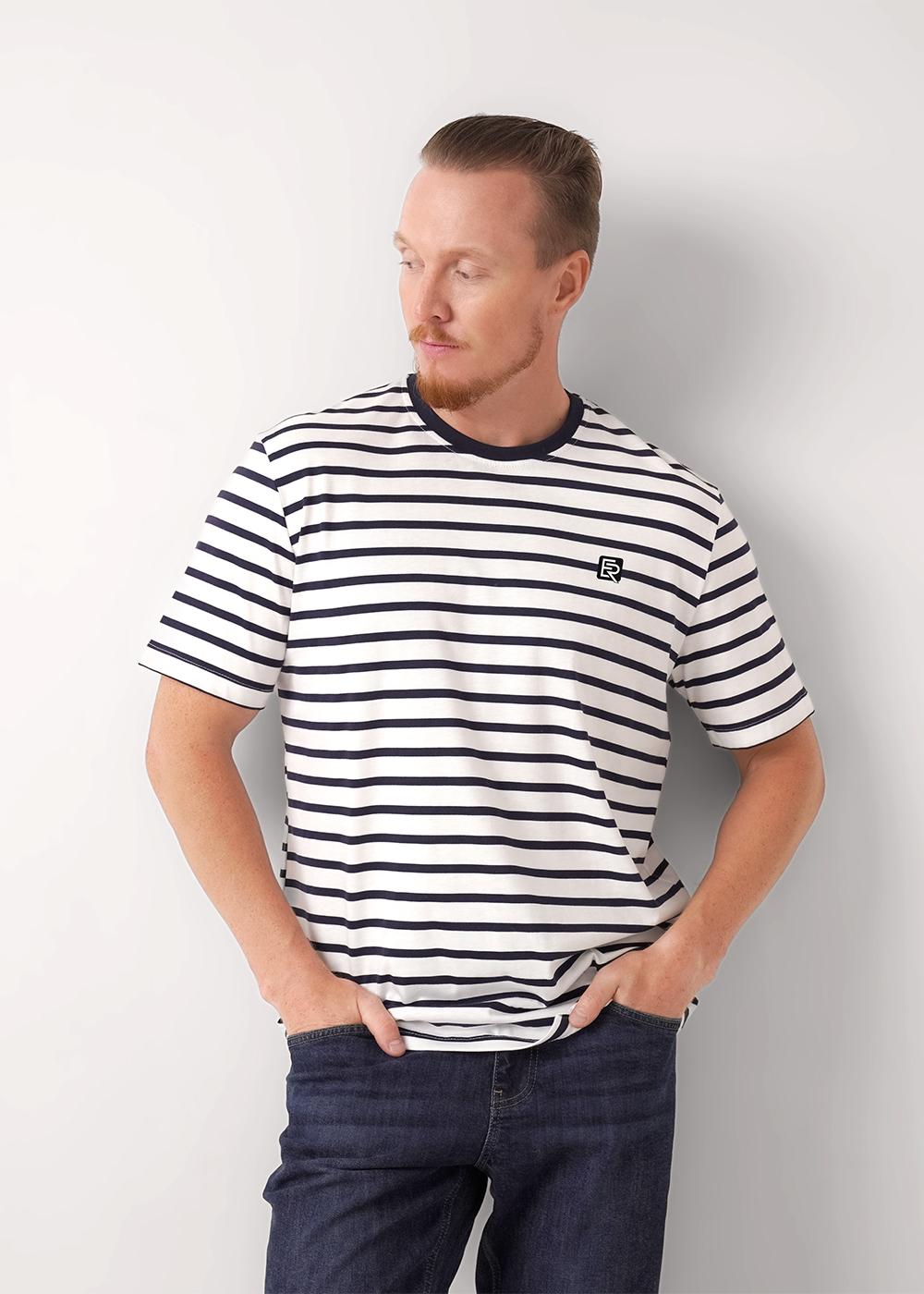 Ст.цена 1075р CLE 452301/07ккн_п Футболка мужская 452301/07ккн_п молочный/т.синий