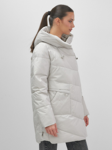 Куртка женская демисезонная с капюшоном серого цвета 1139Sr