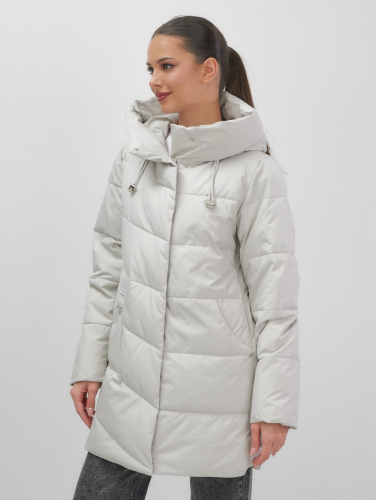 Куртка женская демисезонная с капюшоном серого цвета 1139Sr