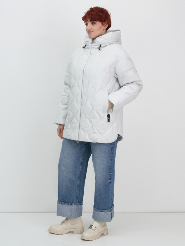 Куртка женская демисезонная с капюшоном серого цвета 1140Sr