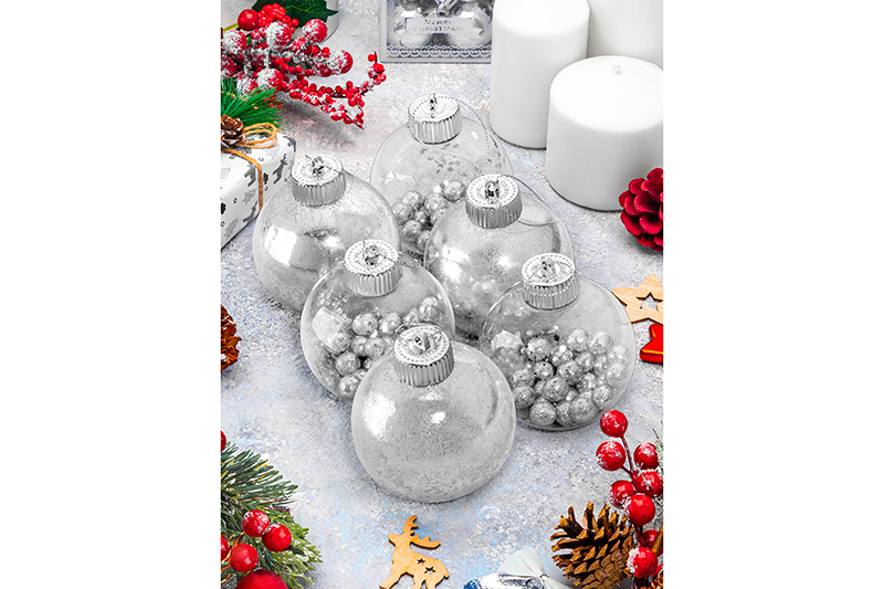 Набор 6 новогодних шаров 8*8 см