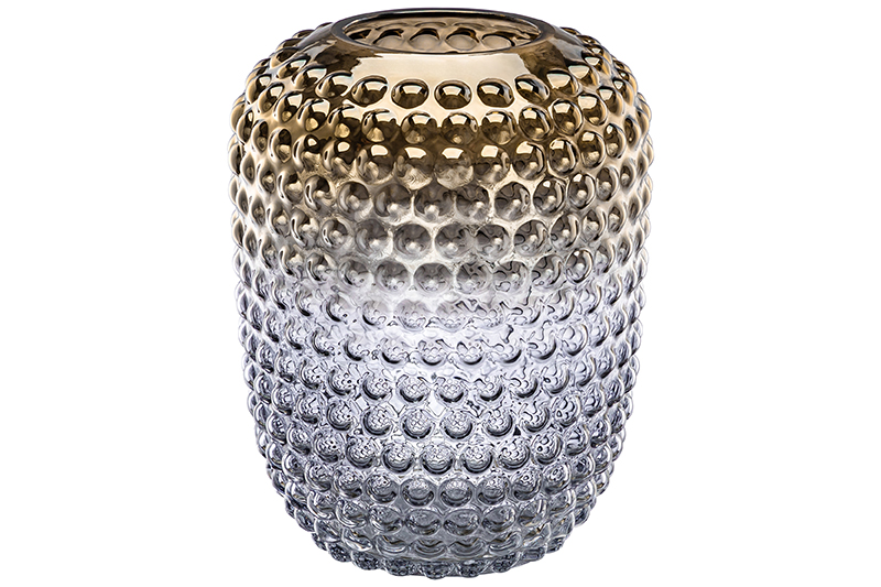 БЫЛО 1473 руб! Ваза 17,5*17,5*22,5 см бежево-синяя, стекло