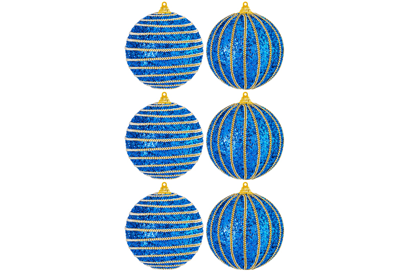 Набор 6 новогодних шаров 9,5*9,5 см