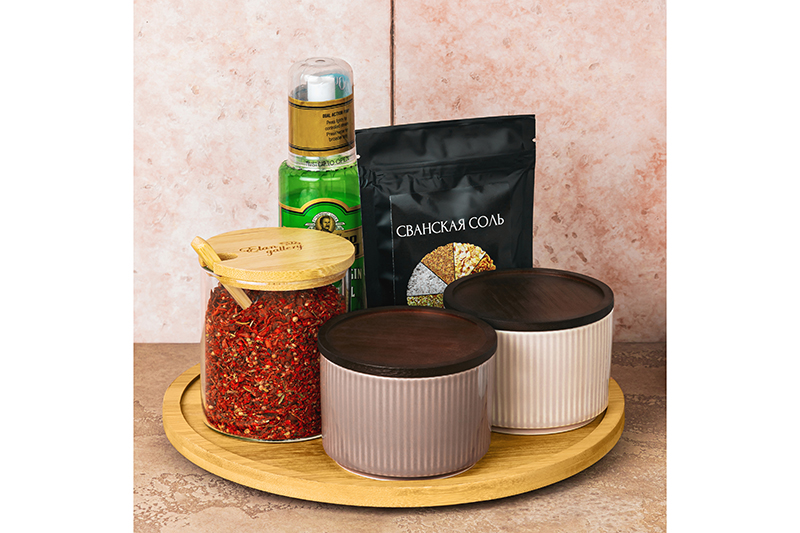 БЫЛО 756 руб! Подставка бамбуковая крутящаяся 25*25*2 см