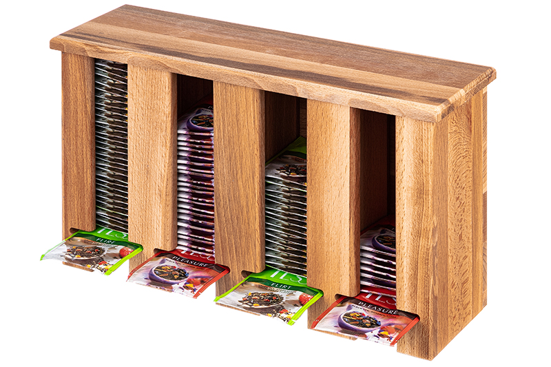 БЫЛО 2348 руб! Подставка для чайных пакетиков 33*10,5*20 см с 4-мя отделениями, вертикальная с откидной крышкой