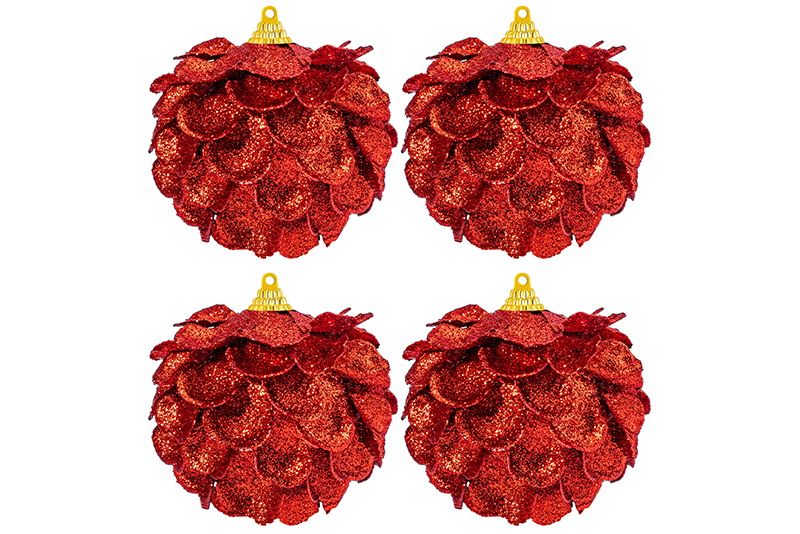 Набор 4 новогодних шаров 8*8 см