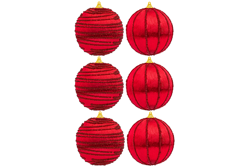 Набор 6 новогодних шаров 9,5*9,5 см