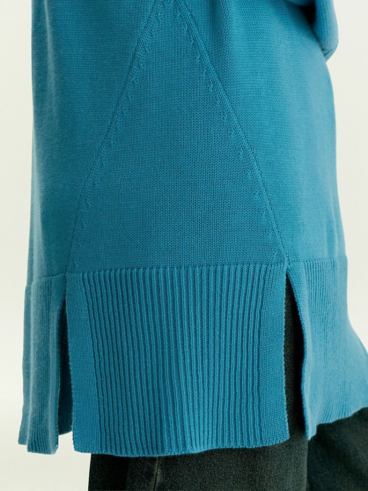 Удлиненный свитер с шерстью ,
40% полиэстер, 20% шерсть, 20% нейлон, 20% акрил ,