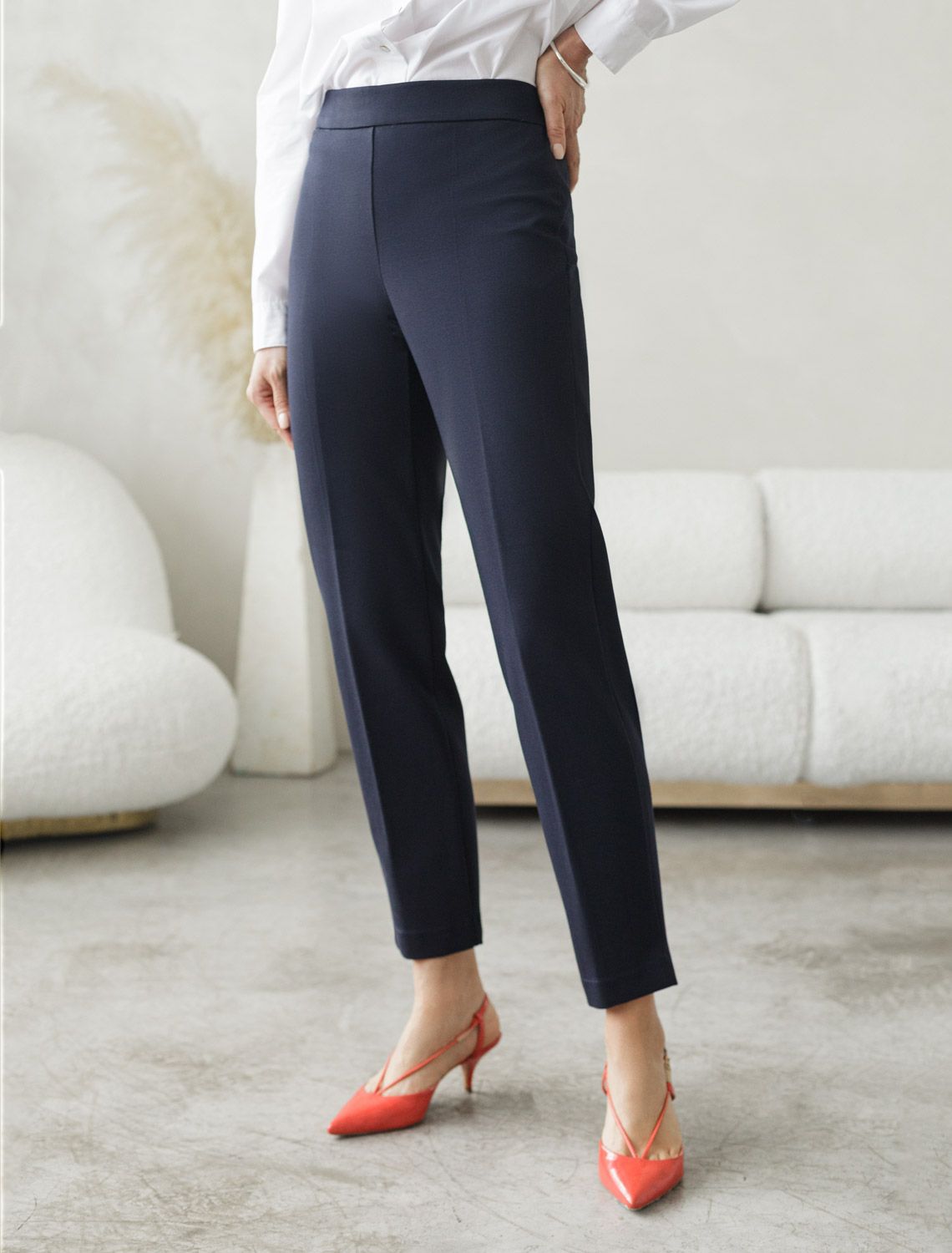 Брюки-дудочки из джерси D44.156 темно-синий