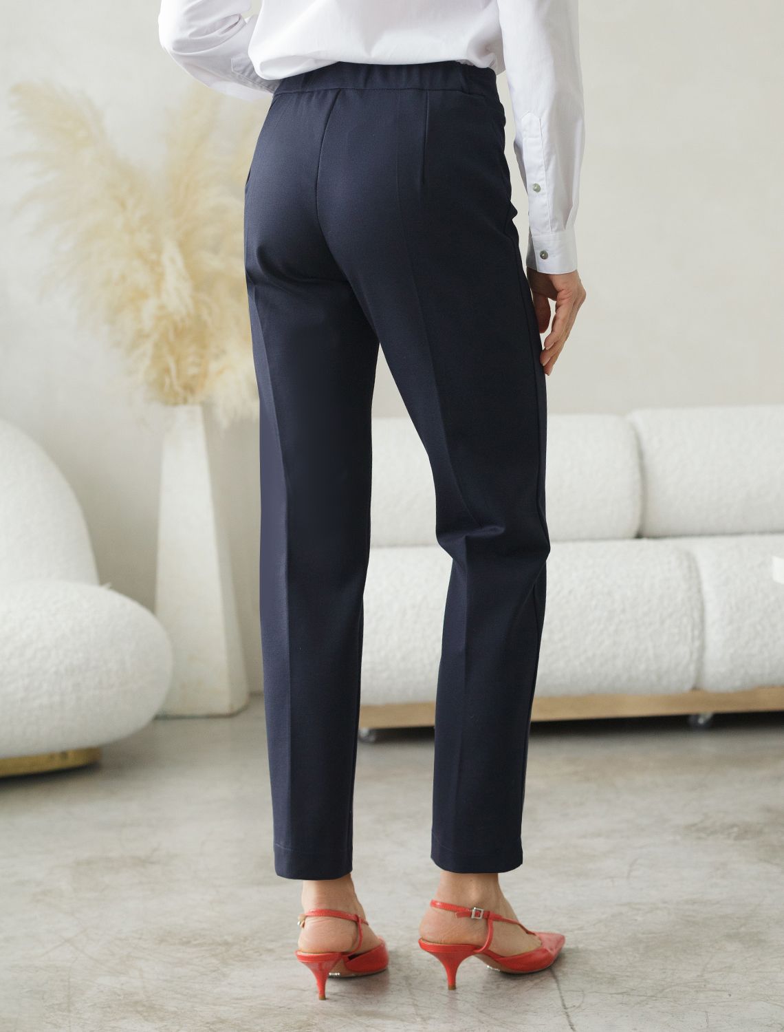 Брюки-дудочки из джерси D44.156 темно-синий