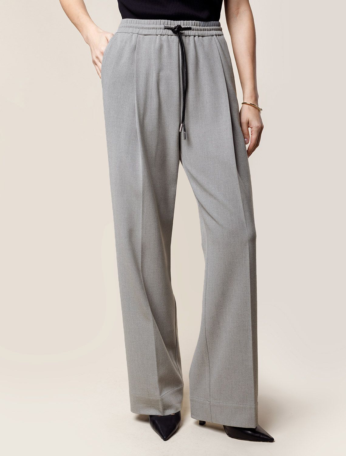 Брюки-палаццо из премиальной костюмной ткани с добавлением лиоцелла D24.299 серый