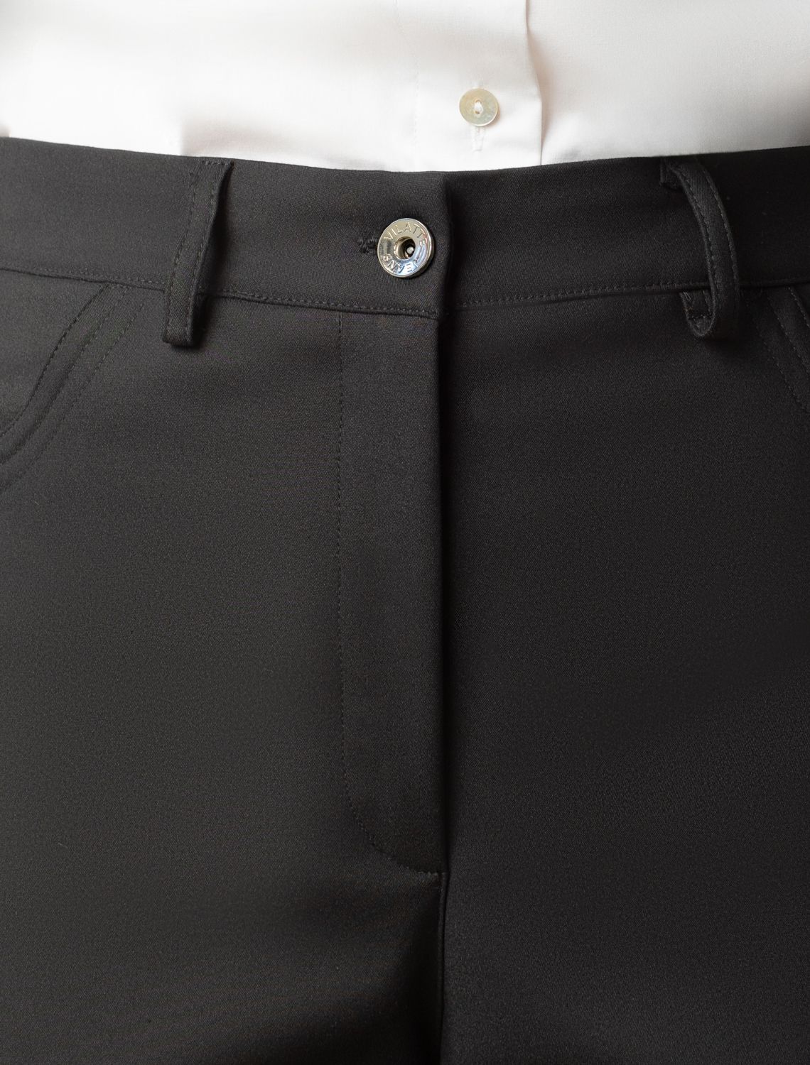 Брюки-трубы из плотной эластичной ткани из хлопка с нейлоном D24.291 черный