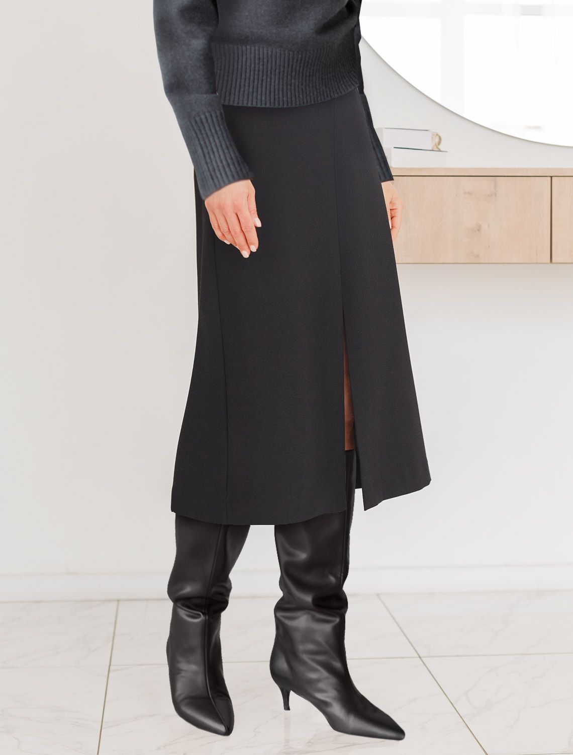 Юбка А-силуэта из джерси D46.056 черный