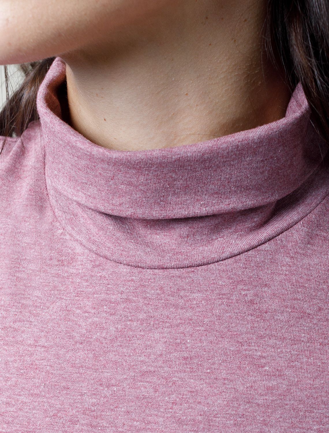 Водолазка из премиального хлопка с эластаном D49.114 темно-розовый меланж