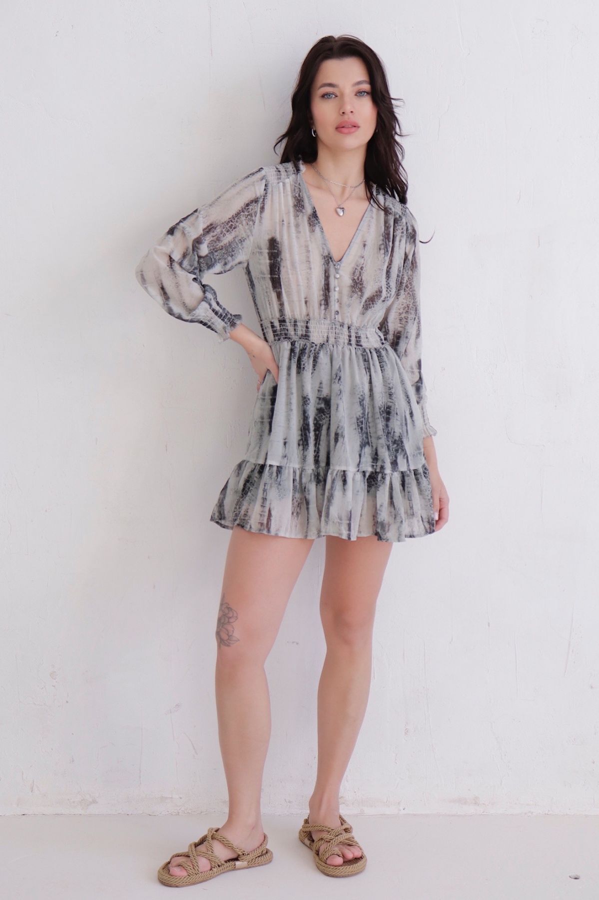 11995 Платье-мини серое (остаток: 42)