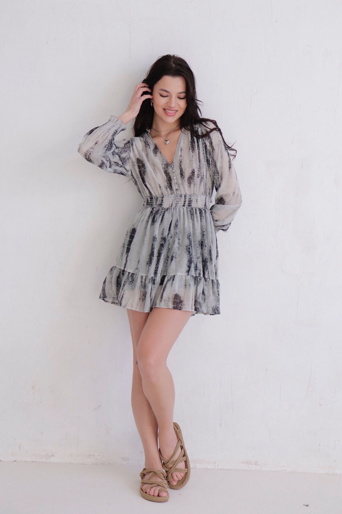 11995 Платье-мини серое (остаток: 42)